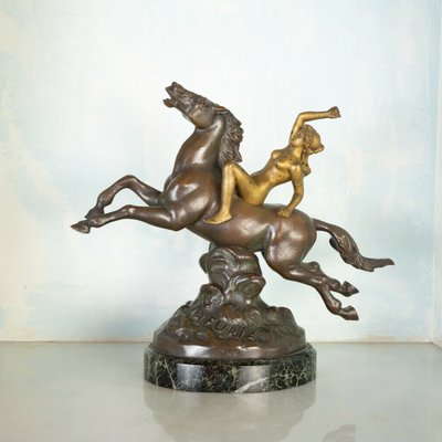 Bronze Statue of Horse with Woman, 1800s-ZLY-846958