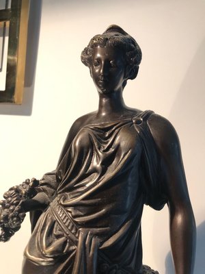 Bronze Statue with Black Marble Base by Auguste Moreau, 19th Century-XQY-843823