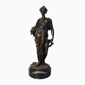 Bronze Statue with Black Marble Base by Auguste Moreau, 19th Century-XQY-843823