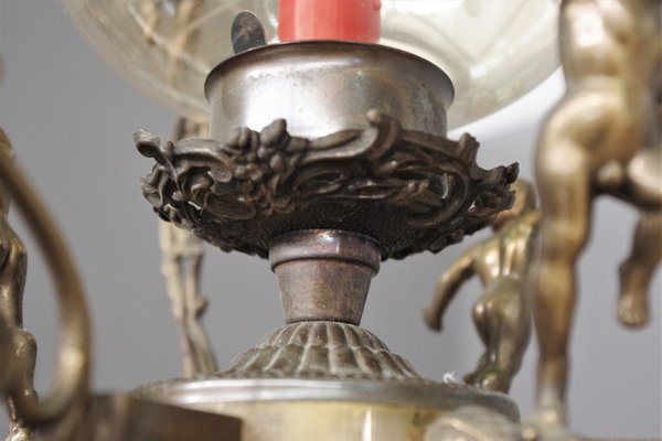 Bronze Suspension Chandelier with Angels, 1960s-KNM-1386383