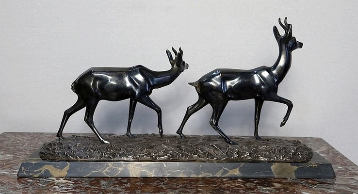 Bronze Two Gazelles Sculpture by I. Rochard-RVK-1123565