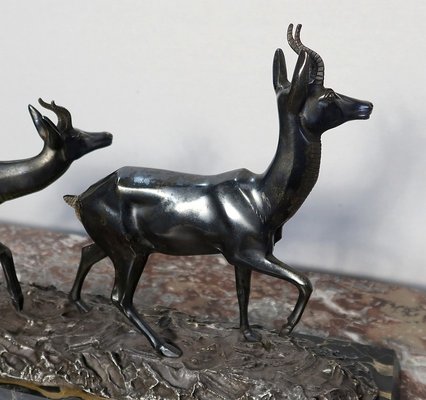 Bronze Two Gazelles Sculpture by I. Rochard-RVK-1123565