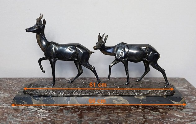 Bronze Two Gazelles Sculpture by I. Rochard-RVK-1123565