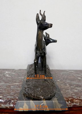 Bronze Two Gazelles Sculpture by I. Rochard-RVK-1123565