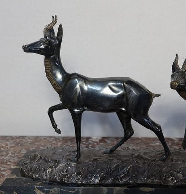 Bronze Two Gazelles Sculpture by I. Rochard-RVK-1123565