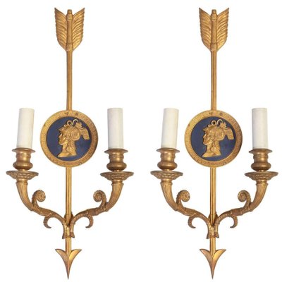 Bronze Two-Light Neoclassical Wall Sconces, Set of 2-MBH-1032730