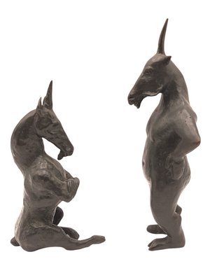 Bronze Unicorn Sculptures, Set of 2-TCS-1146052