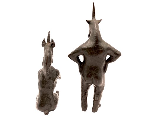 Bronze Unicorn Sculptures, Set of 2-TCS-1146052