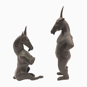 Bronze Unicorn Sculptures, Set of 2-TCS-1146052