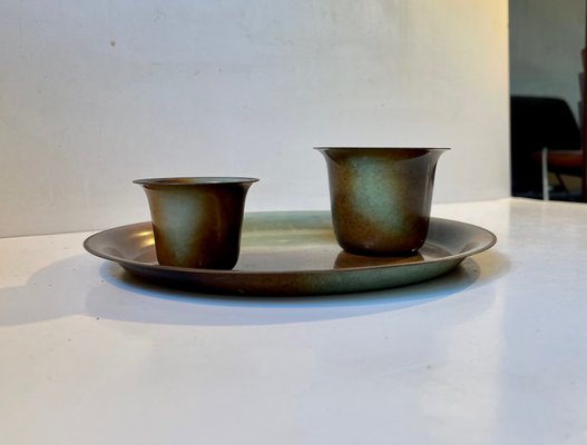 Bronze Vases and Tray by Bernhard Linder for Metalkonst, 1930s, Set of 3-LCR-1251945