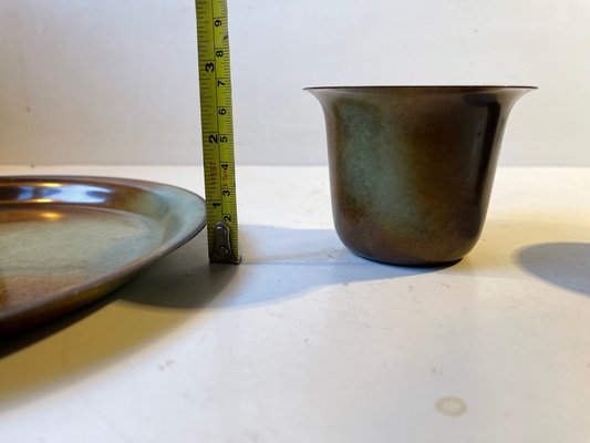 Bronze Vases and Tray by Bernhard Linder for Metalkonst, 1930s, Set of 3-LCR-1251945