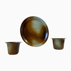 Bronze Vases and Tray by Bernhard Linder for Metalkonst, 1930s, Set of 3-LCR-1251945