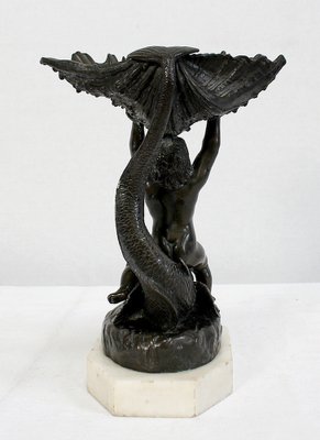 Bronze Vide-Poche Depicting Child and Dolphin, Early 1800s-RVK-1007681