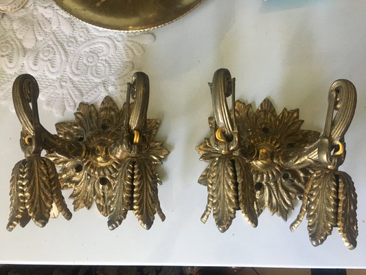 Bronze Wall Lamps, 1920s, Set of 2-CHG-1009787