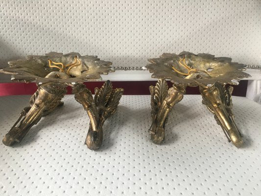 Bronze Wall Lamps, 1920s, Set of 2-WQQ-1009530