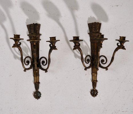 Bronze Wall Lamps, 19th-Century, Set of 2-SA-860981