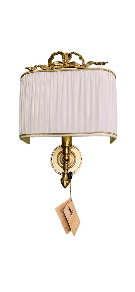 Bronze Wall Light with Pleated Lampshade by Leone Aliotti