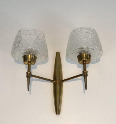 Bronze Wall Lights with Worked Glass Reflectors from Stilnovo, Set of 2-BA-1365792