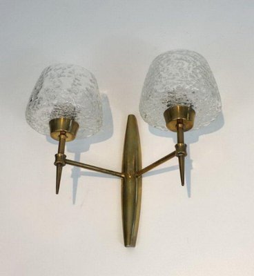 Bronze Wall Lights with Worked Glass Reflectors from Stilnovo, Set of 2-BA-1365792