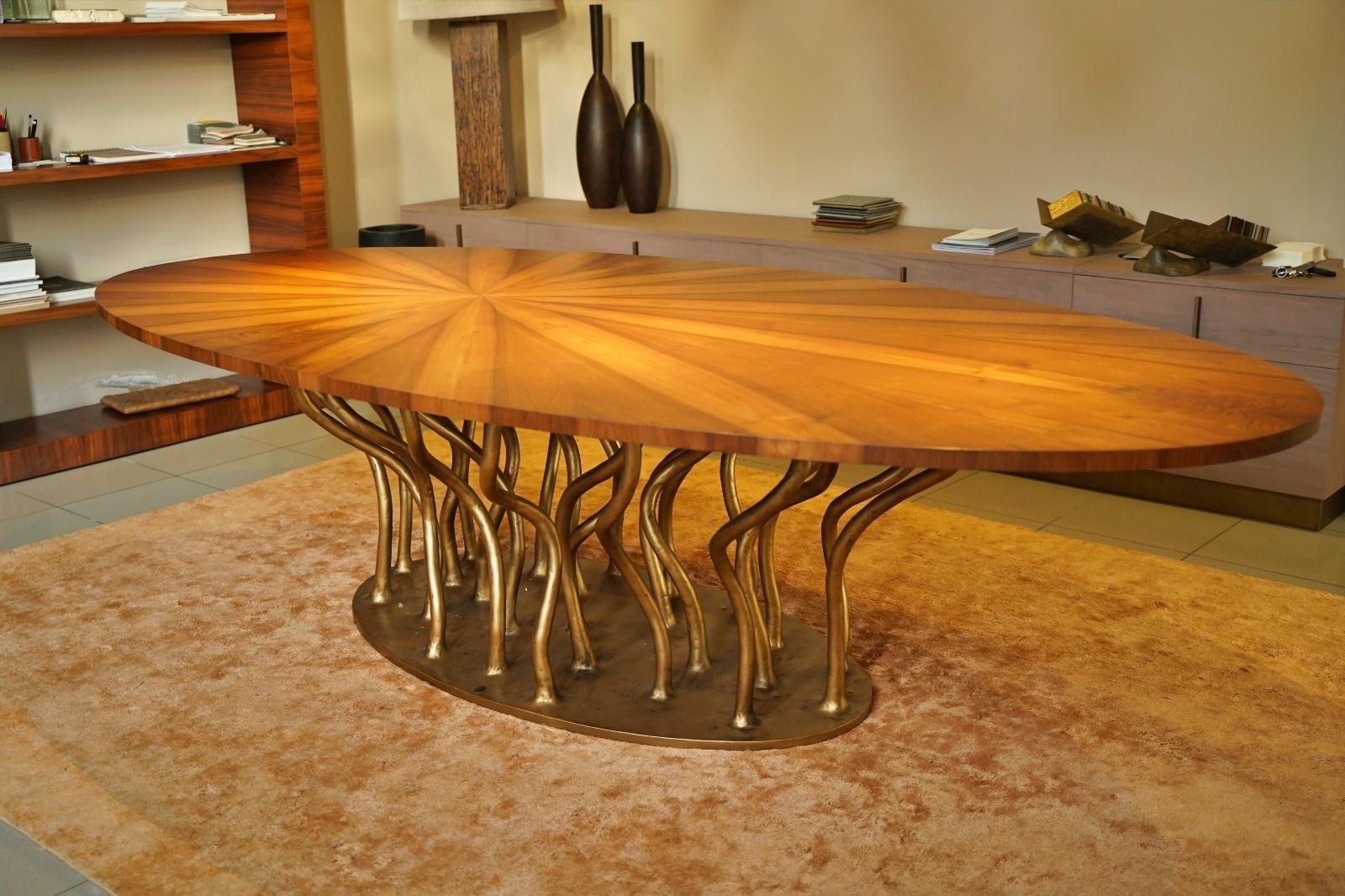 Bronze Walnut Wood Dining Table by Europa Antiques