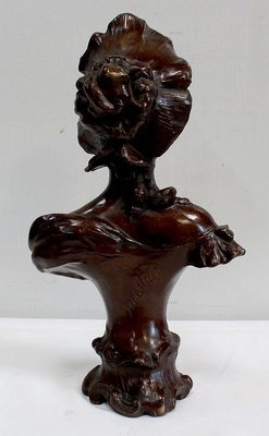 Bronze Woman with Hat by Meslais, Early 20th Century-RVK-914716