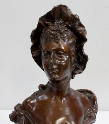 Bronze Woman with Hat by Meslais, Early 20th Century-RVK-914716