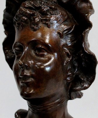 Bronze Woman with Hat by Meslais, Early 20th Century-RVK-914716