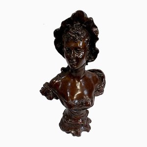 Bronze Woman with Hat by Meslais, Early 20th Century-RVK-914716