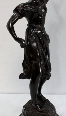 Bronze Woman with Torch by Rousseau, Late 19th Century-RVK-1060328