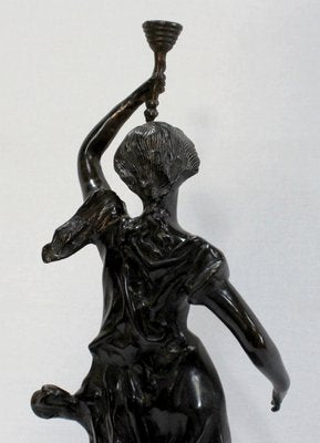 Bronze Woman with Torch by Rousseau, Late 19th Century-RVK-1060328