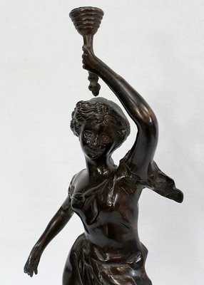 Bronze Woman with Torch by Rousseau, Late 19th Century-RVK-1060328