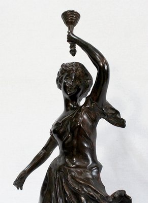 Bronze Woman with Torch by Rousseau, Late 19th Century-RVK-1060328