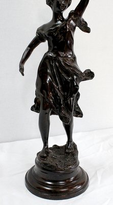 Bronze Woman with Torch by Rousseau, Late 19th Century-RVK-1060328