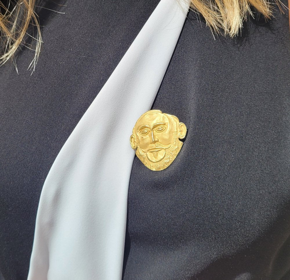 Brooch or Pendant of Agamemnon Mask in 18k Gold, 1990s