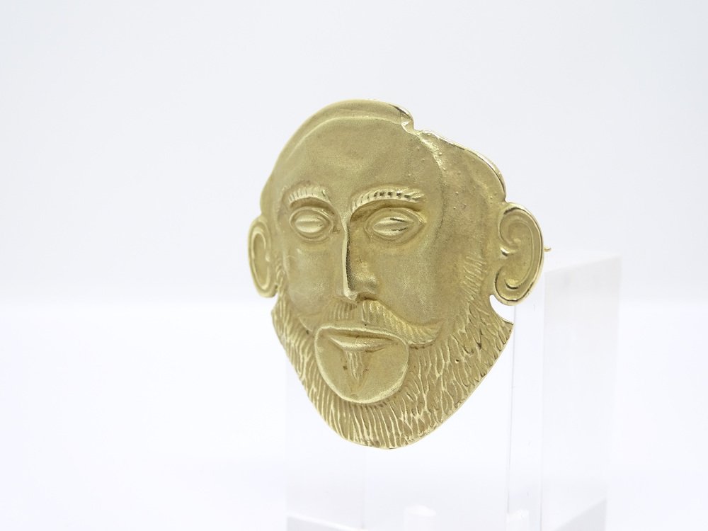 Brooch or Pendant of Agamemnon Mask in 18k Gold, 1990s