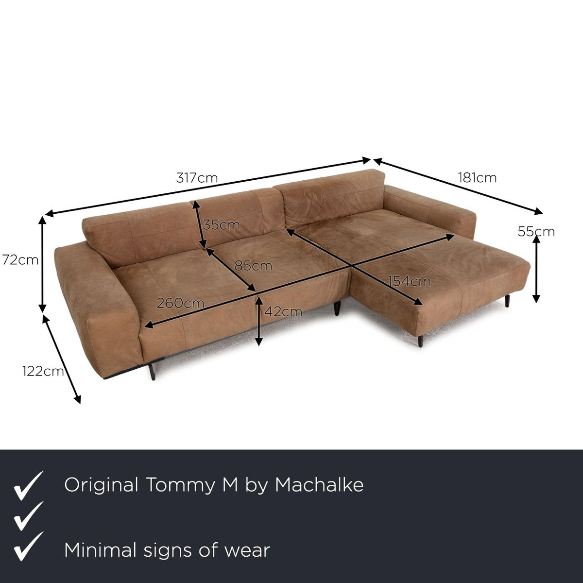 Brow Leather Sofa Corner Sofa by Tommy M for Machalke