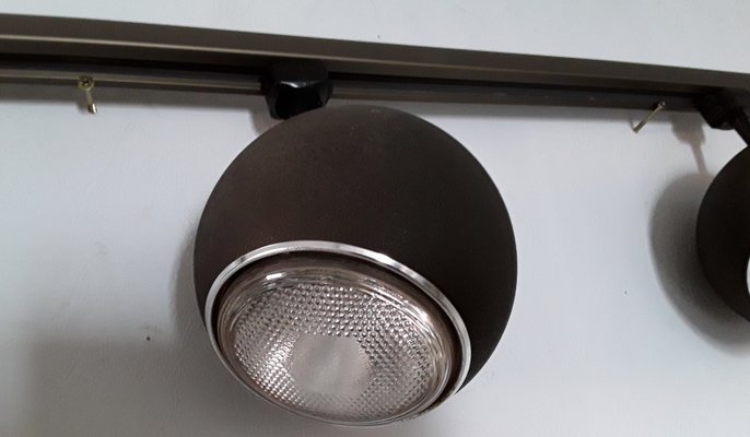 Brown 3-Spotlight Strip Ceiling Lamp from Hoffmeister Leuchten, 1970s-HOI-869099