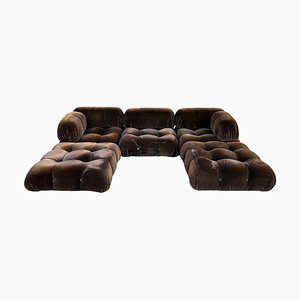 Brown Alpaca Velvet Camaleonda Modular Sofa by Mario Bellini for C&B Italia, 1972, Set of 5-RPH-1231738