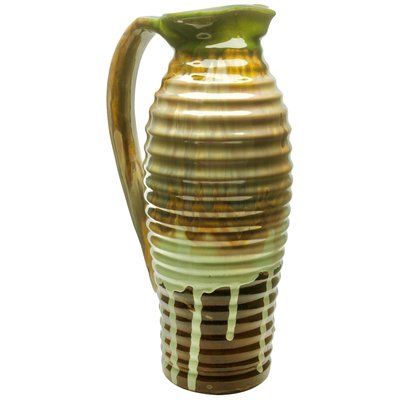 Brown and Green Glazed Ceramic Vase or Pitcher, 1930s-MJY-1148841