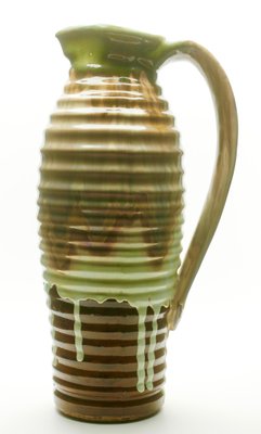 Brown and Green Glazed Ceramic Vase or Pitcher, 1930s-MJY-1148841