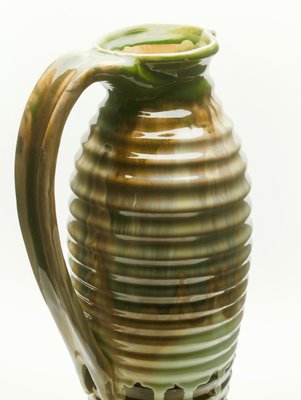 Brown and Green Glazed Ceramic Vase or Pitcher, 1930s-MJY-1148841