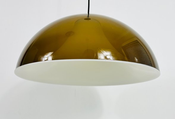 Brown and White Acrylic Glass Pendant Lamp in the style of Temde, 1970s-PUK-1392600