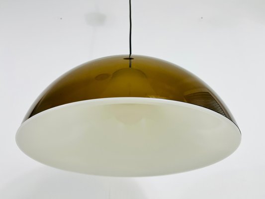 Brown and White Acrylic Glass Pendant Lamp in the style of Temde, 1970s-PUK-1392600