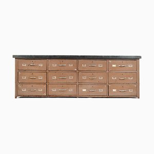 Brown Cabinet with Wooden Top and Metal Drawers-NQ-624940