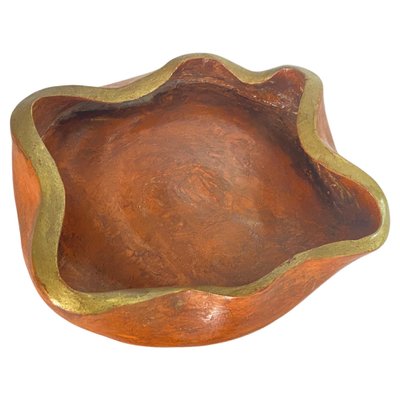 Brown Ceramic and Gold Ashtray or Vide Poche, France, 1960-UR-1746575