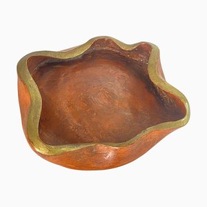 Brown Ceramic and Gold Ashtray or Vide Poche, France, 1960-UR-1746575