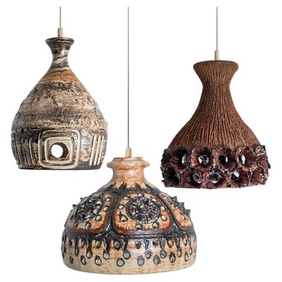 Brown Ceramic Pendant Light, 1970-VDW-1770679