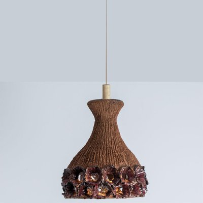 Brown Ceramic Pendant Light, 1970-VDW-1770679