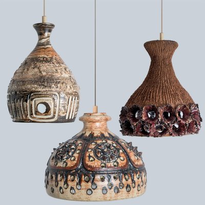 Brown Ceramic Pendant Light, 1970-VDW-1770679