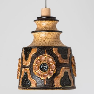 Brown Ceramic Pendant Light from Axella, Denmark, 1970s-VDW-1721200